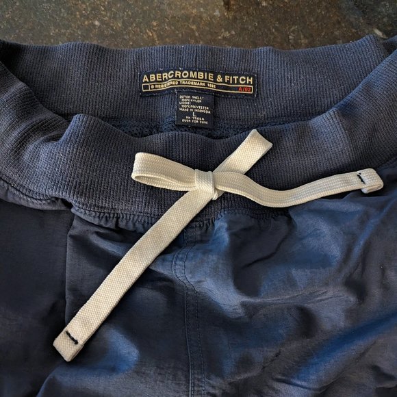 A&F Vintage 90s Men Size L Navy Blue Wind Track Pants Abercrombie & Fitch - Picture 3 of 17
